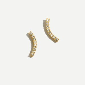 New J. Crew Mini Stone Climber Gold Curve Earrings